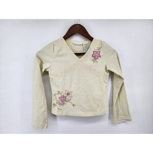 Mary-Kate and Ashley V-Neck Long Sleeve Floral Embroidered Top Size M 7/8